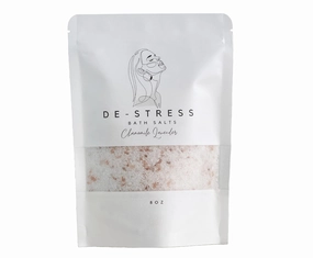 Soothing Bath Salts – 8 oz Relaxing Chamomile Lavender Soak with Epsom Salt, Himalayan Pink Salt and Sea Salt – Natural, Calming, Stress Relief and Soft Skin