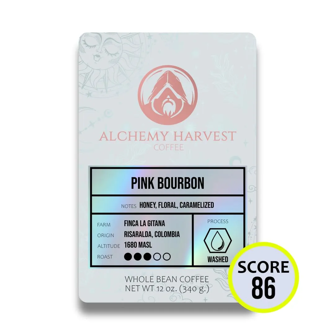 Specialty Grade Colombian Coffee – Pink Bourbon, Washed Process, Medium Roast, Whole Bean, Mold-Free, Small Batch, Sourced from Independent Farms (12 oz, Pink Bourbon – Washed Process Medium Roast)