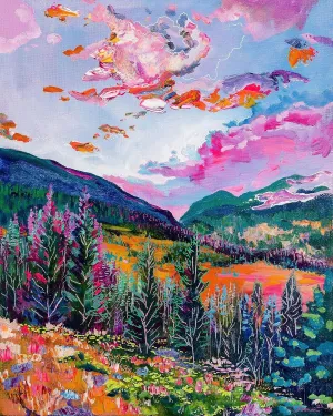 Springbok's Rocky Mountain Twilight 1000 Piece Jigsaw Puzzle Featuring The Impressionistic Painting of The Rockies by Artist Shannon Roman