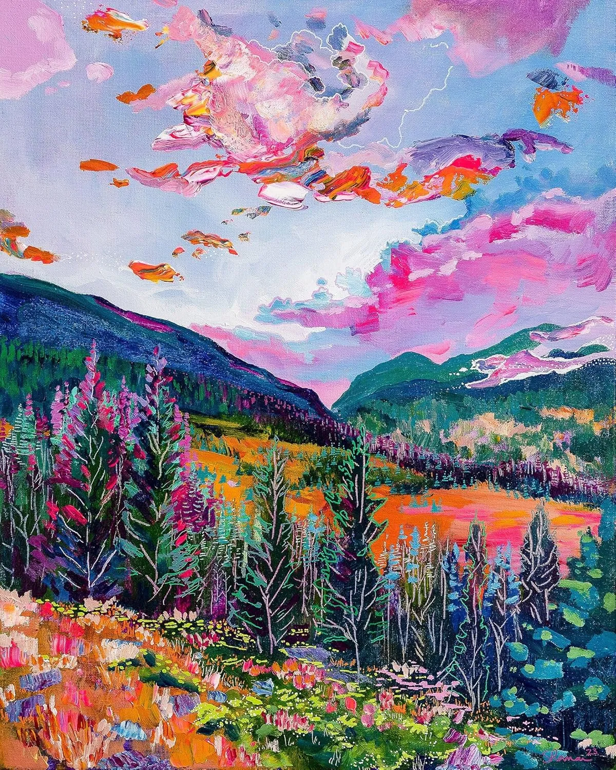 Springbok's Rocky Mountain Twilight 1000 Piece Jigsaw Puzzle Featuring The Impressionistic Painting of The Rockies by Artist Shannon Roman
