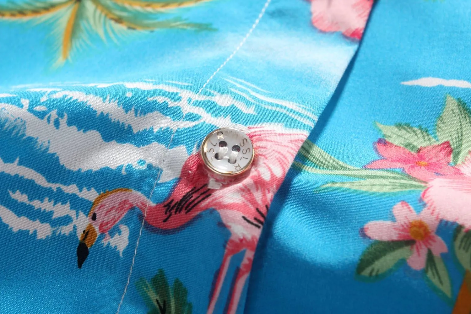 SSLR Hawaiian Shirts for Women Flamingo Shirt Tropical Shirts for Women Summer Casual Short Sleeve