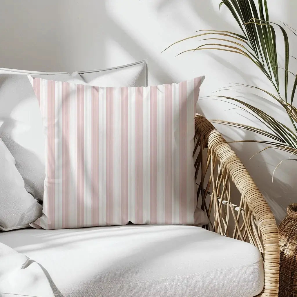 Stephen Pinstripe Outdoor Throw Pillow - Soft Rose