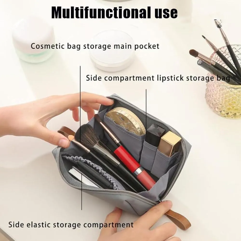 Strealinem Travel Makeup Pouch for Women, Streamline Large Capacity Portable Mini Waterproof Travel Makeup Bag for Daily Storage (Pink Black)