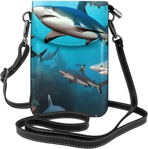 Submarine shark coral Leather Crossbody Flip Phone Bag - Soft and Durable, Essential for Outdoor Travel, Magnetic Snap Design