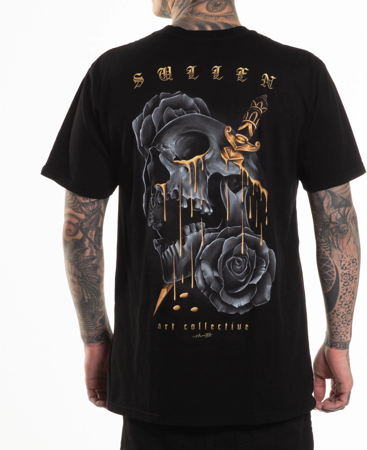 Sullen Men's Golden Tears Artist Series Tattoo Lifestyle Graphic Premium Short Sleeve Tee Black