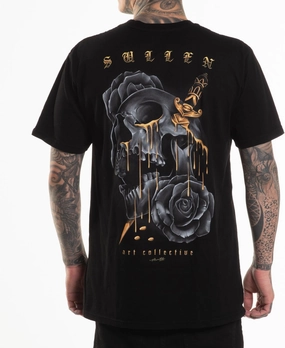 Sullen Men's Golden Tears Artist Series Tattoo Lifestyle Graphic Premium Short Sleeve Tee Black