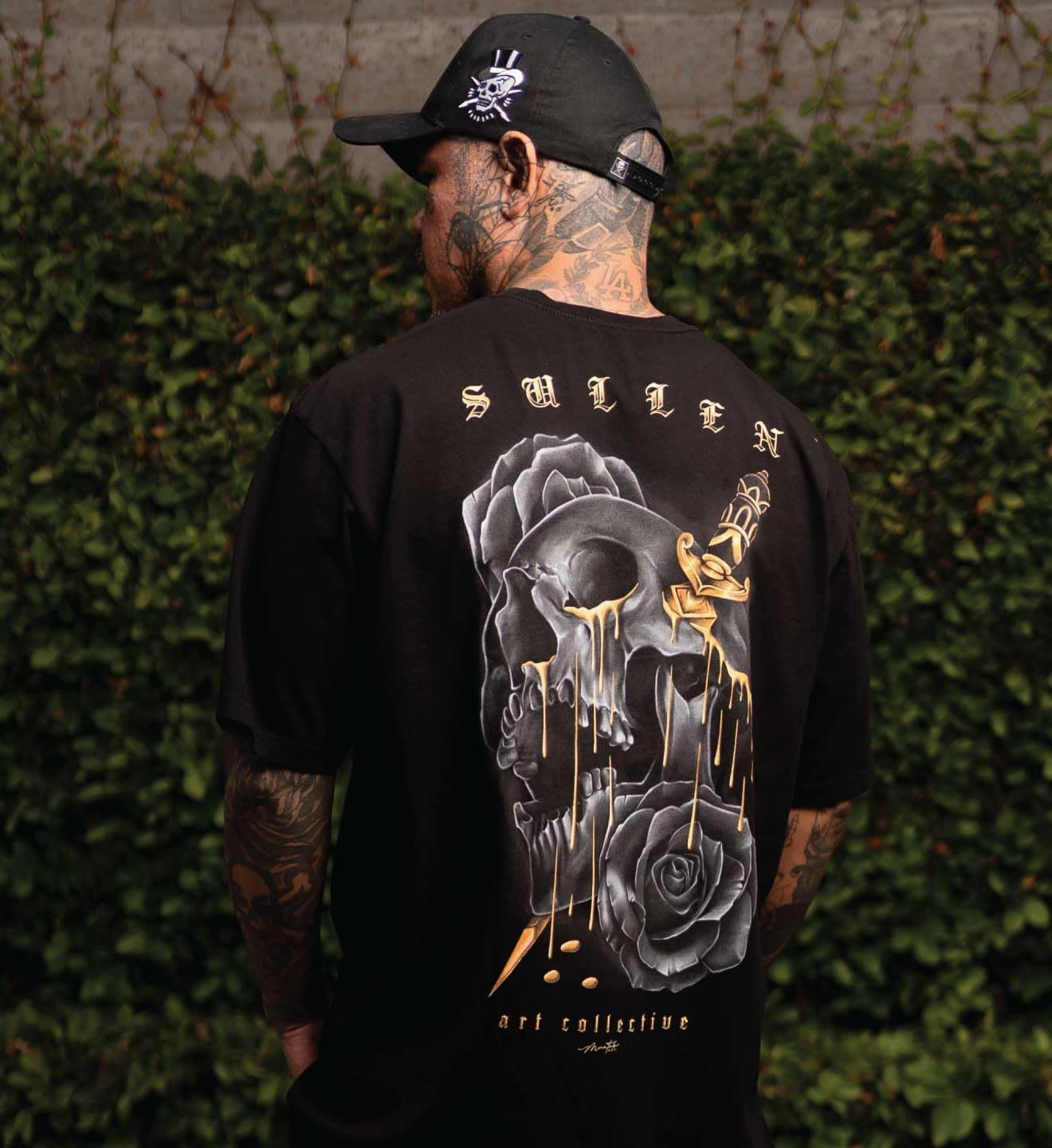 Sullen Men's Golden Tears Artist Series Tattoo Lifestyle Graphic Premium Short Sleeve Tee Black