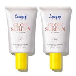 Supergoop! Glowscreen SPF 40, Sunrise (Champagne Glow) - 20 mL, 2 Pack - Glowy Primer   Broad Spectrum Tinted Sunscreen - Helps Filter Blue Light - Hydration - Hyaluronic Acid & Vitamin B5