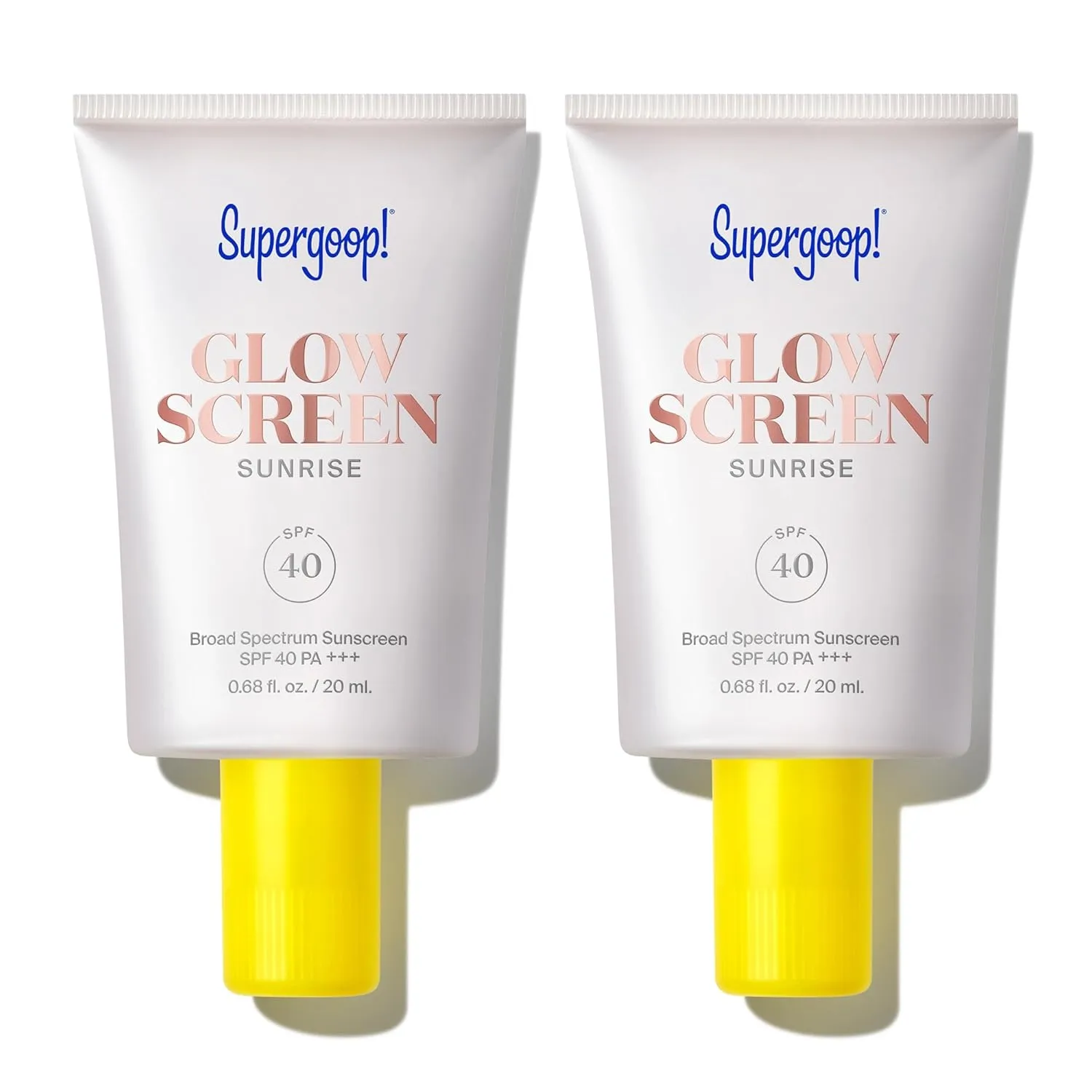 Supergoop! Glowscreen SPF 40, Sunrise (Champagne Glow) - 20 mL, 2 Pack - Glowy Primer   Broad Spectrum Tinted Sunscreen - Helps Filter Blue Light - Hydration - Hyaluronic Acid & Vitamin B5