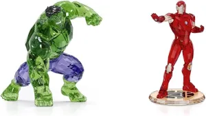 SWAROVSKI Marvel Hulk 3.75 Inch and Iron Man Collectible Figurines Crystal Bundle