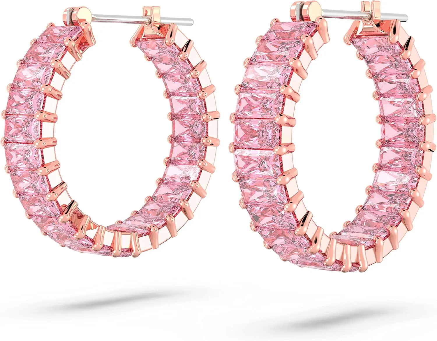 Swarovski Matrix Hoop Earrings Collection, Crystals on Metal Finish Settings
