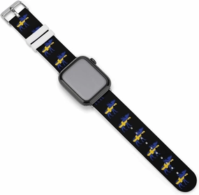 Swedish Flag And Elks Adjustable Silicone Watchband Compatible with IWatch Classic Soft Sports Watch Strap for Men Women