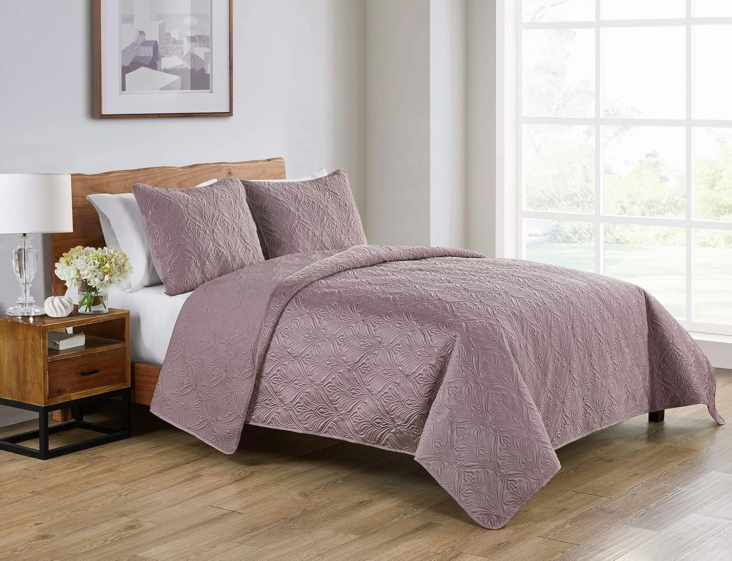 Tahari Home - Full Quilt Set, 3-[Piece Bedding with Matching Shams, Stylish Room Decor (Wendy Rose, Full/Queen)