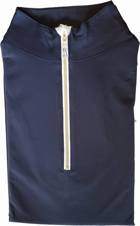 Tailored Sportsman Icefil Long Sleeve Zip Top Sun Shirt Navy/Gold sz XS