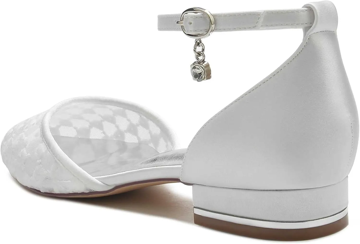 TarfiC Flats for Women Round Toe Women's Flats Buckle Lace Ivory for Fashion Dressy Date Comfort Office Work