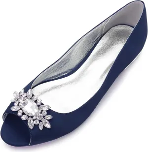 TarfiC Women Satin Sandals Flats Shoes Round Toe Open Toe Flats Slip on Dressy Comfortable Wedding