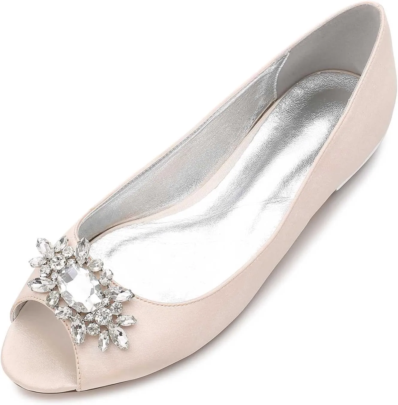 TarfiC Women Satin Sandals Flats Shoes Round Toe Open Toe Flats Slip on Dressy Comfortable Wedding
