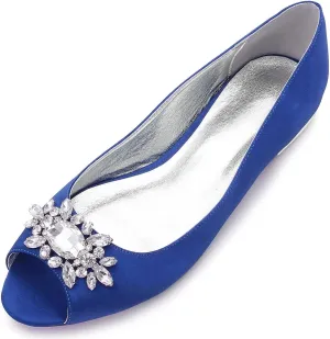 TarfiC Women Satin Sandals Flats Shoes Round Toe Open Toe Flats Slip on Dressy Comfortable Wedding