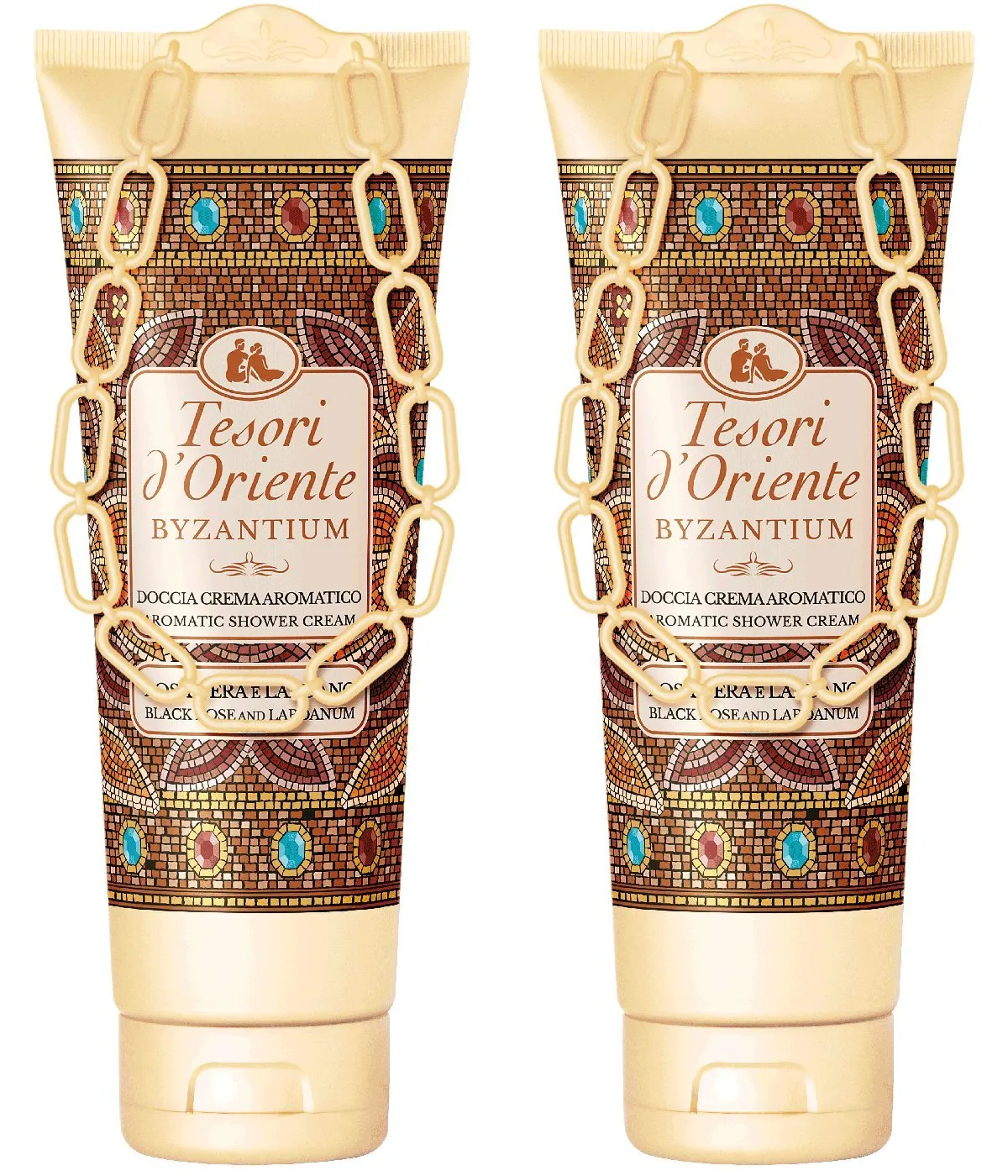 Tesori d'Oriente: "Byzantium Aromatic Shower Cream, with Black Rose and Labdanum * 8.45 Fluid Ounce (250ml) Tubes (Pack of 2) * [ Italian Import ]