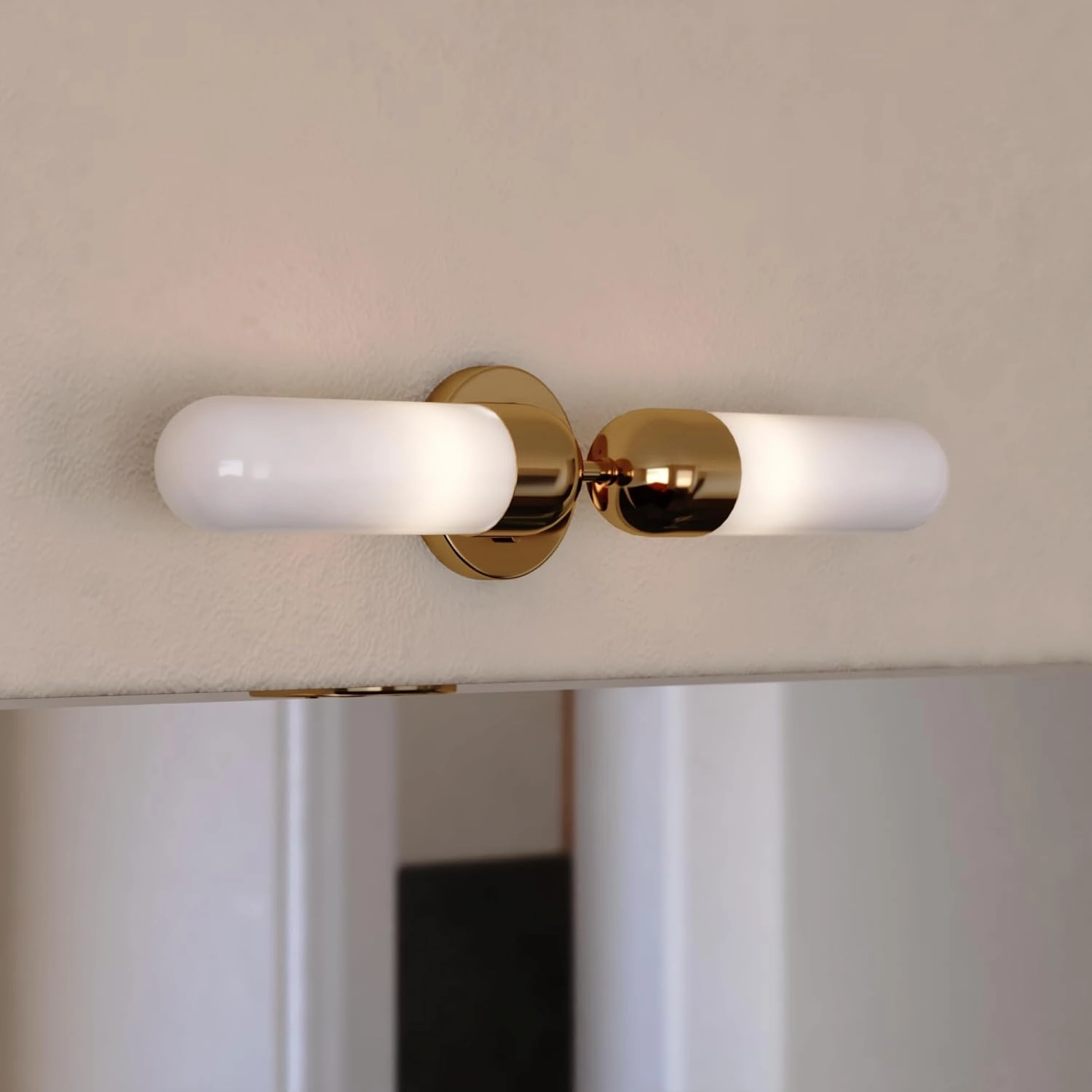 Thalia 24.75 in. Gold Brass Bath Bar Vanity Light White Glass Shade