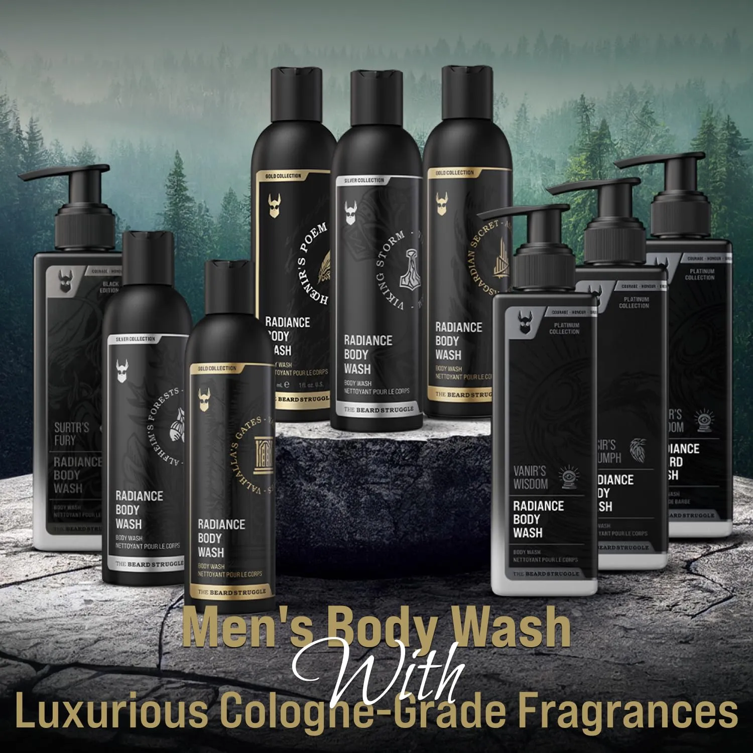 The Beard Struggle Men's Body Wash Hoenir's Poem - Gold Collection - Skin Cleaning Agent - Natural Body Wash - Shower Gel Liquid Soap - 240 mL / 8 US. fl. oz.