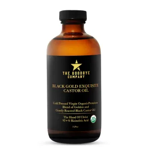 The Goodbye Company Black & Gold Castor Oil Blend – USDA Organic, Cold-Pressed & Unrefined – Pure Hexane-Free Oil for Hair, Skin, Body, Eyelashes & Eyebrows