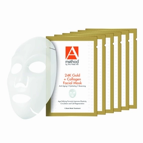 The 24K Gold   Collagen Facial Masks 6-Count Pack (Anti-Aging, Hydrating, Reversing facial sheet masks) by Tina Alster, MD, Anti-Aging Defense