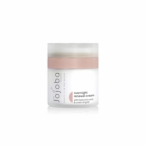 The Jojoba Company Overnight Renewal Cream With Hyaluronic Acid & Crown of Gold, w/Buriti Oil & Marshmallow Extract - Visibly Increases Skin Firmness - Plumps & Hydrates - Repairs & Regenerates - 50ml
