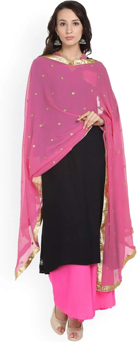 themilestocks TMS Woman's Embroidered Chiffon Dupatta Scarf Shawl Wrap Soft Indian Bridal Wedding
