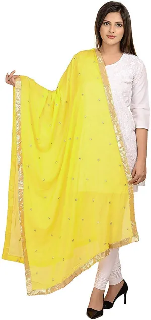 themilestocks TMS Woman's Embroidered Chiffon Dupatta Scarf Shawl Wrap Soft Indian Bridal Wedding