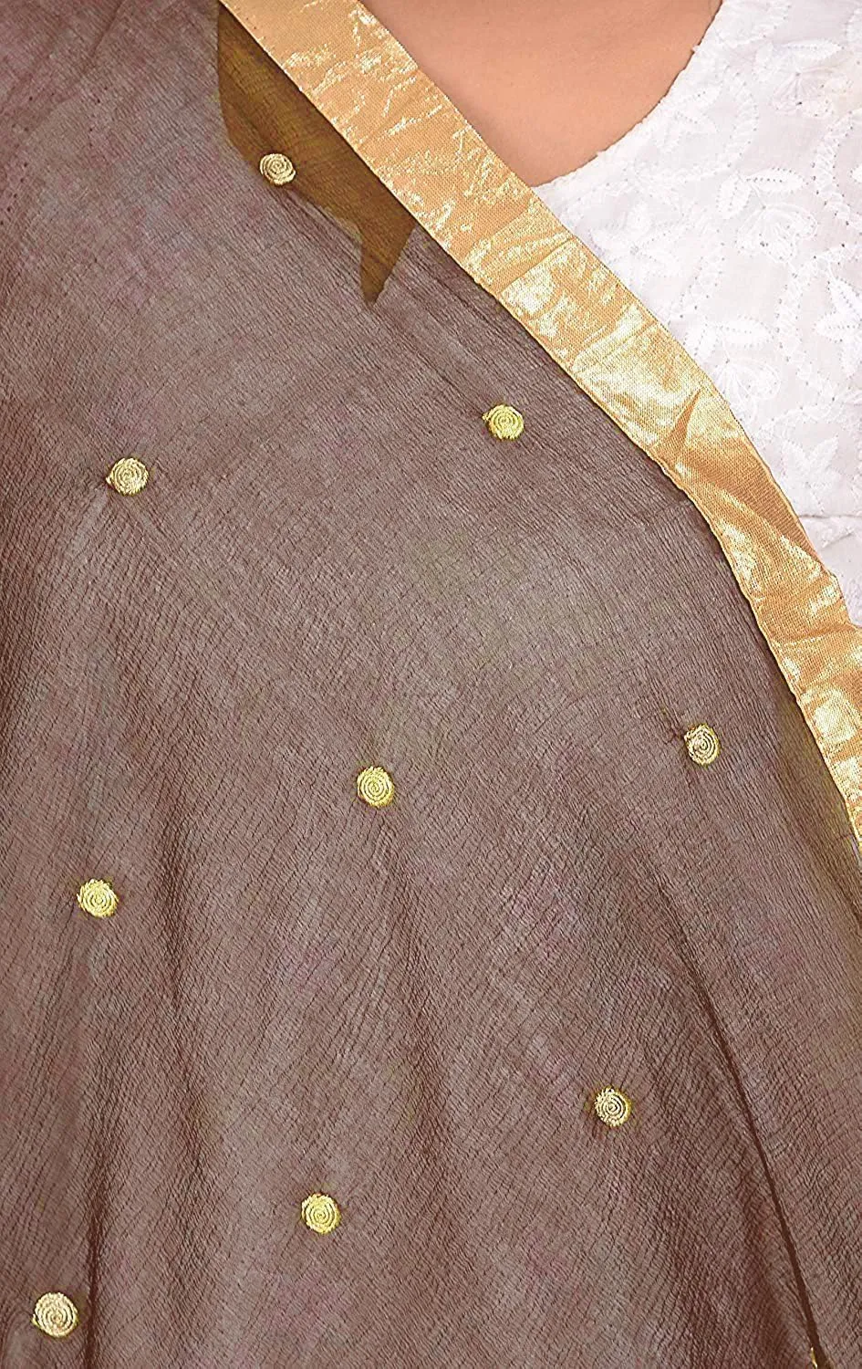 themilestocks TMS Woman's Embroidered Chiffon Dupatta Scarf Shawl Wrap Soft Indian Bridal Wedding