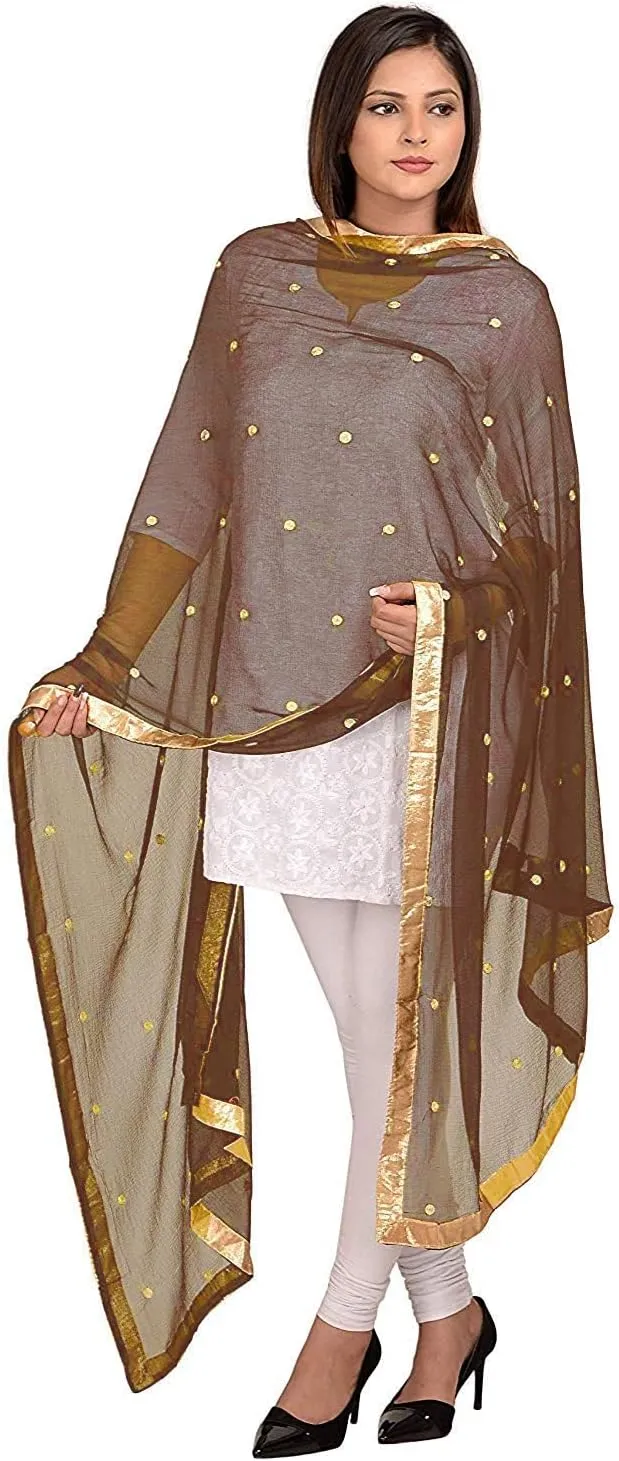themilestocks TMS Woman's Embroidered Chiffon Dupatta Scarf Shawl Wrap Soft Indian Bridal Wedding