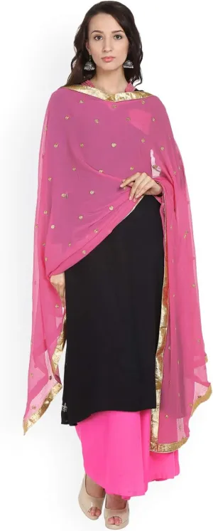 themilestocks TMS Woman's Embroidered Chiffon Dupatta Scarf Shawl Wrap Soft Indian Bridal Wedding