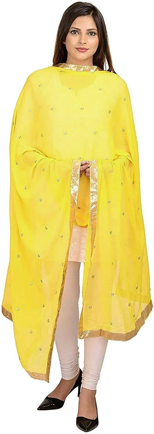 themilestocks TMS Woman's Embroidered Chiffon Dupatta Scarf Shawl Wrap Soft Indian Bridal Wedding
