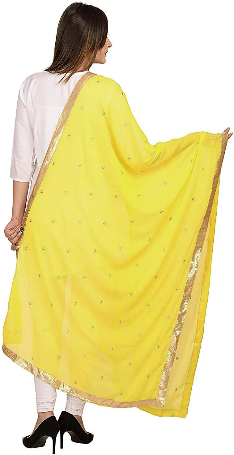 themilestocks TMS Woman's Embroidered Chiffon Dupatta Scarf Shawl Wrap Soft Indian Bridal Wedding