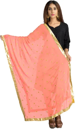 themilestocks TMS Woman's Embroidered Chiffon Dupatta Scarf Shawl Wrap Soft Indian Bridal Wedding