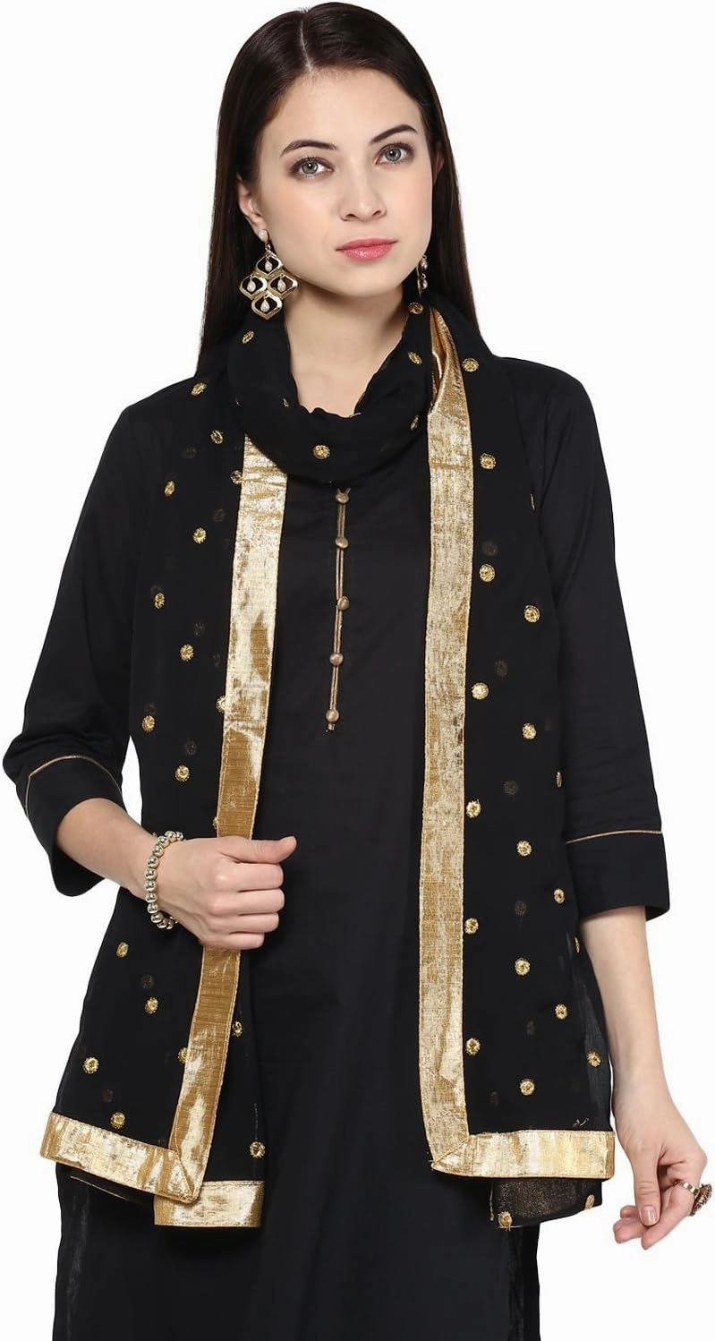 themilestocks TMS Woman's Embroidered Chiffon Dupatta Scarf Shawl Wrap Soft Indian Bridal Wedding