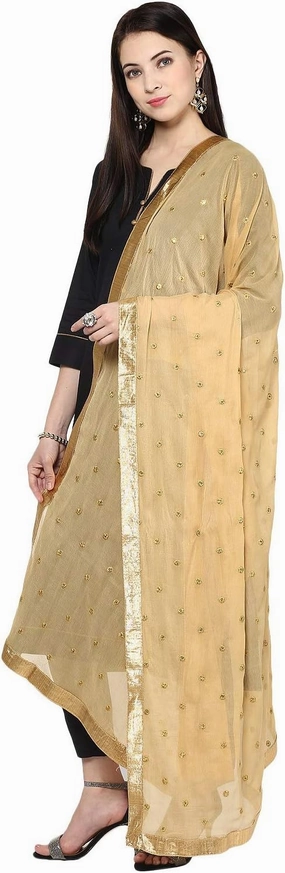 themilestocks TMS Woman's Embroidered Chiffon Dupatta Scarf Shawl Wrap Soft Indian Bridal Wedding