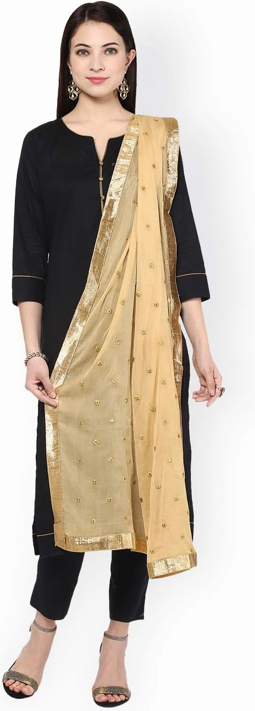 themilestocks TMS Woman's Embroidered Chiffon Dupatta Scarf Shawl Wrap Soft Indian Bridal Wedding