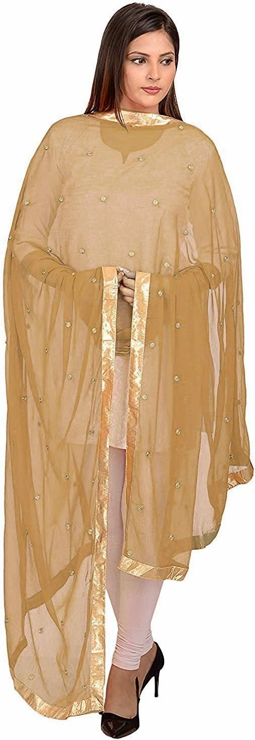 themilestocks TMS Woman's Embroidered Chiffon Dupatta Scarf Shawl Wrap Soft Indian Bridal Wedding