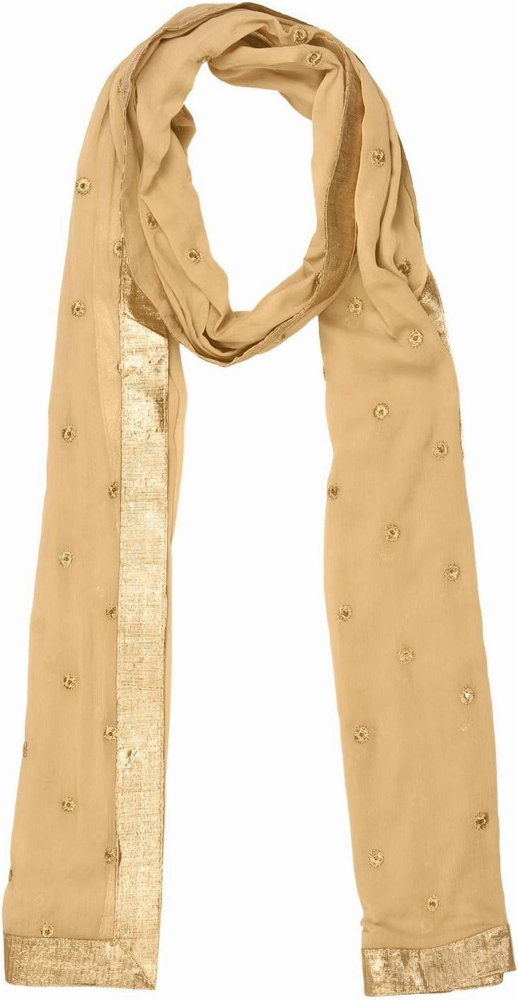 themilestocks TMS Woman's Embroidered Chiffon Dupatta Scarf Shawl Wrap Soft Indian Bridal Wedding