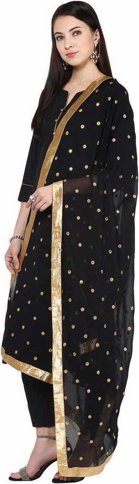 themilestocks TMS Woman's Embroidered Chiffon Dupatta Scarf Shawl Wrap Soft Indian Bridal Wedding