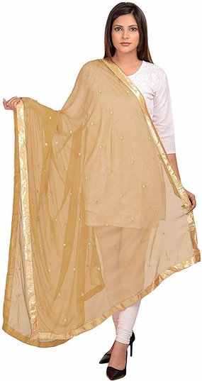 themilestocks TMS Woman's Embroidered Chiffon Dupatta Scarf Shawl Wrap Soft Indian Bridal Wedding