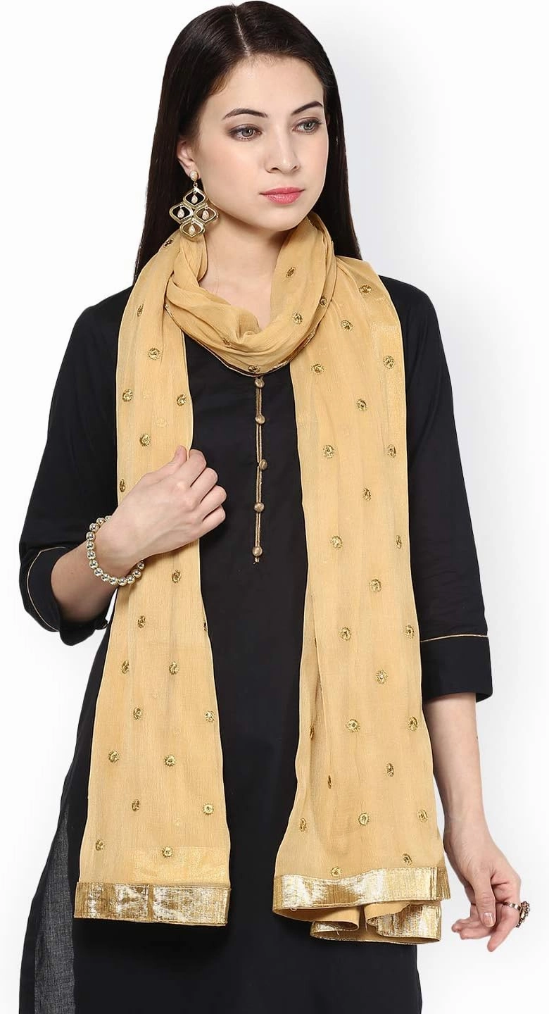 themilestocks TMS Woman's Embroidered Chiffon Dupatta Scarf Shawl Wrap Soft Indian Bridal Wedding