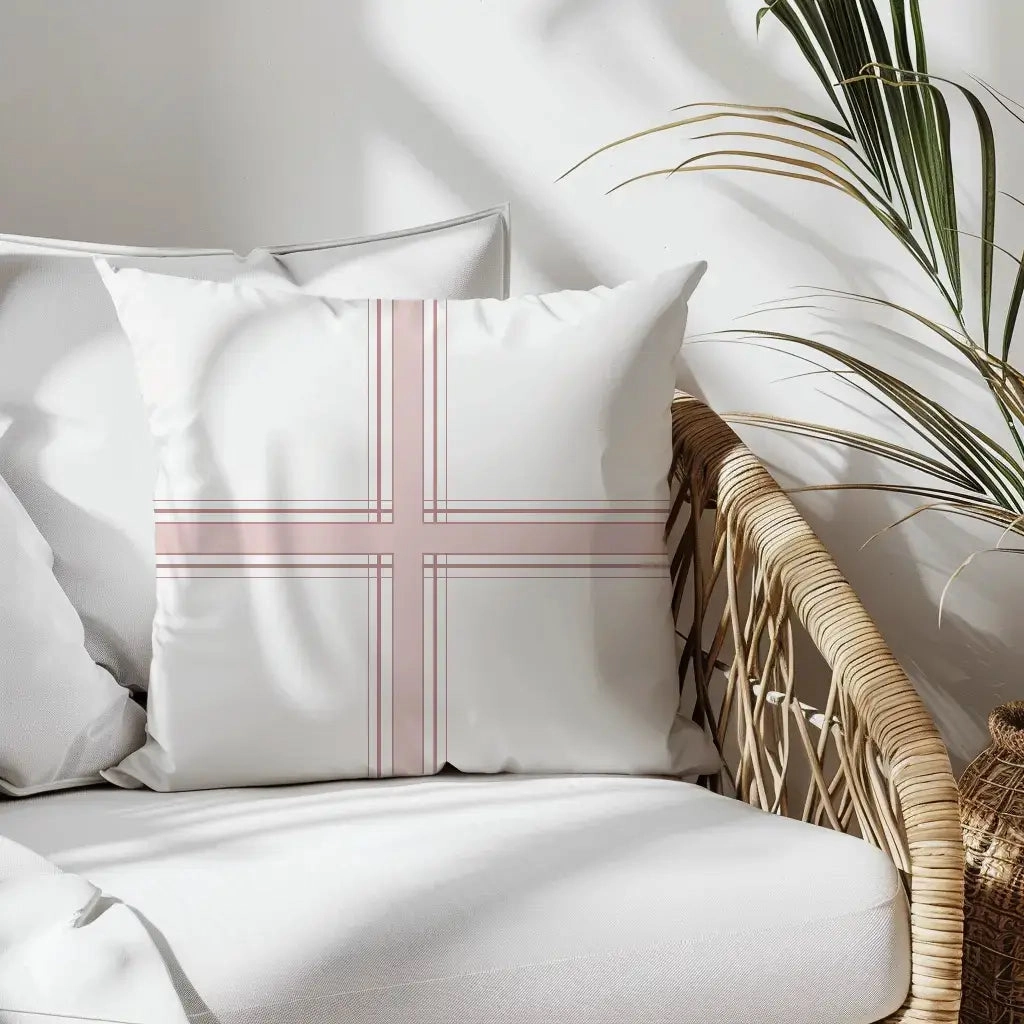 Theresa Criss-Cross Outdoor Throw Pillow - Soft Rose
