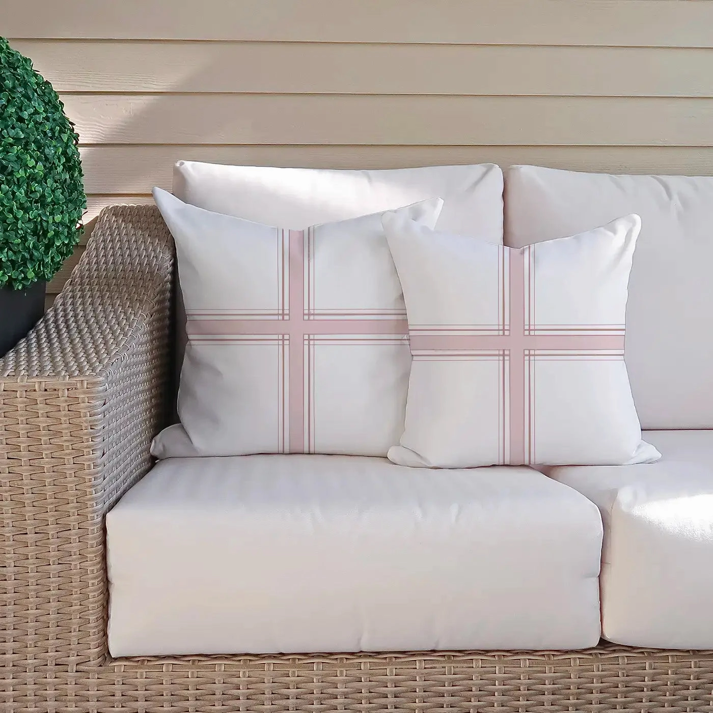 Theresa Criss-Cross Outdoor Throw Pillow - Soft Rose