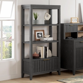 Thomasville® Rivington 60" H 3-Shelf Bookcase with Storage, Raven Black