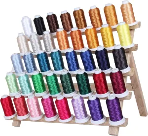 Threadart 40 Color Polyester Embroidery Machine Thread Set - Set A - Vibrant Colors| 500M Spools 40wt | for Brother Babylock Janome Singer Pfaff Bernina Machines - Includes Black & White