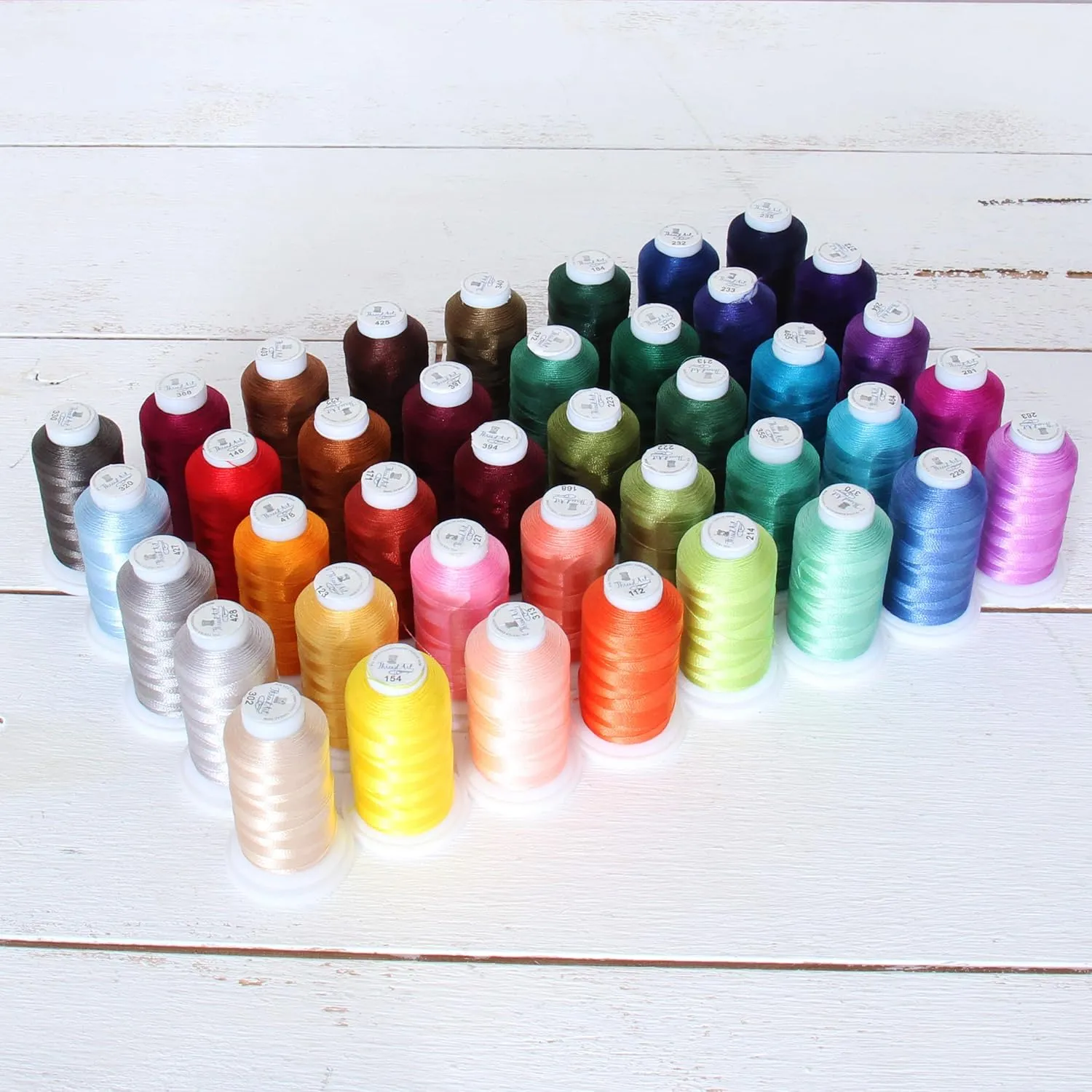 Threadart 40 Color Polyester Embroidery Machine Thread Set - Set B - Jewel Colors| 500M Spools 40wt | for Brother Babylock Janome Singer Pfaff Husqvarna Bernina Machines