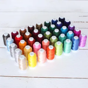 Threadart 40 Color Polyester Embroidery Machine Thread Set - Set B - Jewel Colors| 500M Spools 40wt | for Brother Babylock Janome Singer Pfaff Husqvarna Bernina Machines